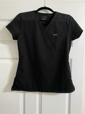 Jaanuu Black V-Neck Short Sleeve Medical Top